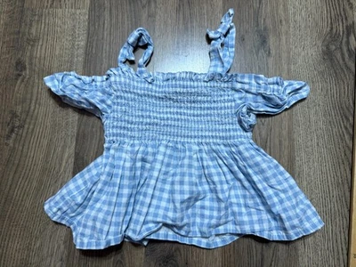 Camisa Tommy Bahama, Niñas Pequeñas Talla 2T, Azul Blanco Cuadros en los Hombros Foto 1 de 4