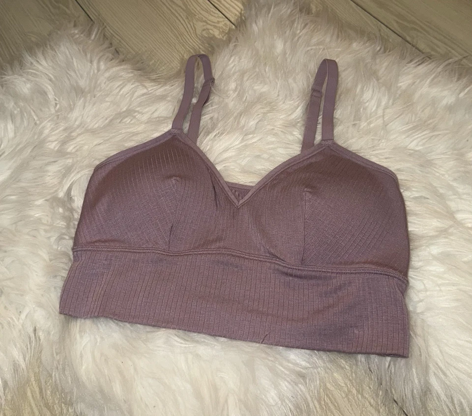 Sutiã feminino Auden levemente forrado longline renda sem fio com nervuras M roxo médio - Imagem 1 de 4