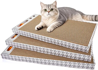 Cat Scratching Board 3 Pack – Reversible Cardboard Scratcher for Indoor Cats, Wi - Image 1 of 4