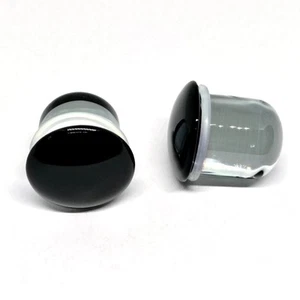 Half Size Black Single Flare Glass Plugs 14g - 5/8" - Picture 1 of 28