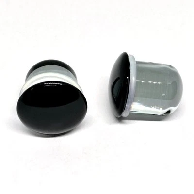 SALE - Half Size Black Single Flare Glass Plugs 14g - 5/8" - Image 1 of 4