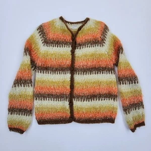 Vtg 60s Bullocks Pasadena Stripe Mohair Fuzzy Cardigan Kurt Cobain Made In Italy - Picture 1 of 11