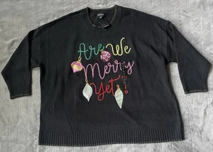NWT Torrid Merry Yet Pullover Crew Sweater Black Plus Size 3 3X 22-24 - Picture 1 of 10