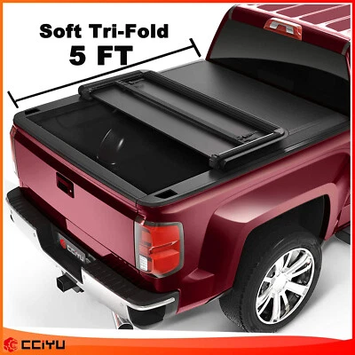 Tonneau Cover 5ft Tri-Fold Fits 2019-2022 Ford Ranger XLT Pickup Soft Truck Bed - Image 1 of 4