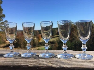 5er Set kleine Mini Stiel Weinprobe Schnapsgläser 3 1/2' hoch - Bild 1 von 3