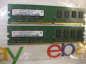 Hynix 4GB Kit (2x 2GB) DDR2 Desktop Memory RAM PC2-6400U HYMP125U64CP8-S6 Tested - Picture 1 of 8