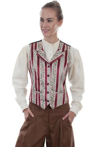 Scully Rangewear Women's Polyester Wallpaper Stripe Lapel Vest RW562 - Picture 1 of 2
