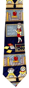 Arithmetic Teacher Men's Necktie Math Abacus Elementary Education Blue Neck Tie  - Picture 1 of 2