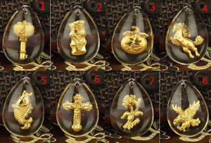 1pcs Fashion Gift 24K Yellow Gold &Crystal Pendant Man Woman's Lucky Pendant
