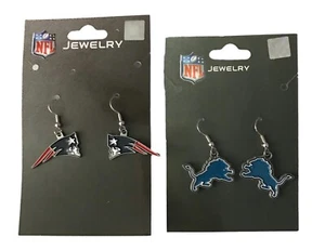 Pendientes de los New England Patriots, Detroit Lions - Joyería de aficionados al fútbol - Tú eliges - Imagen 1 de 5