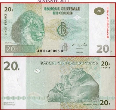 CONGO 20 FRANCS 2003 Printed G&D Serie JB P 94A UNC free shipping from 100$ - Image 1 of 3