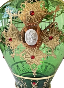 Murano Ferro Eugenio Monumental Art Glass Vase 24 Jewels 3 Cameo Portraits - Picture 1 of 23