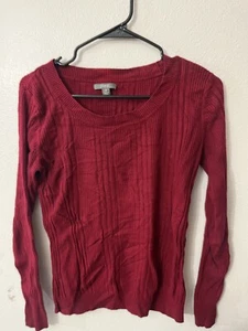 Apt 9 Women’s Sweater Medium Red Crewneck Long Sleeve Pullover Soft - Picture 1 of 5