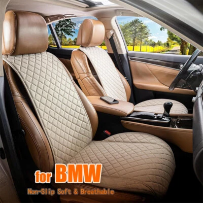 For BMW Car Front Seat Cover Driver Linen Pad Cushion Non-slip Protector 1/2pcs - Image 1 of 4