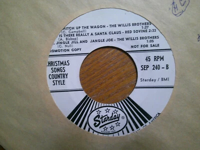 PROMO STARDAY 45 RECORD/CHRISTMAS SONGS COUNTRY STYLE/WILLIS,SOVINE,B MARTIN/EX - Image 1 of 2