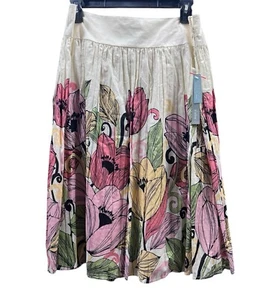 APT 9 Sz 10 Floral Print Drop Waist Flared Skirt Tulips Flowers Zipper Lined - Picture 1 of 6