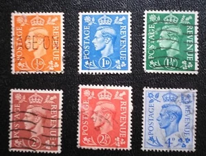 GB George V1 1950-52 Set of 6 good used SG503-508 some with hinge remains - Picture 1 of 2