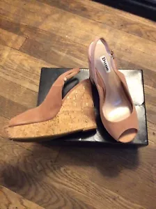 Dune Caramel Suede High Wedge Slingback. Size 7/40. - Picture 1 of 9
