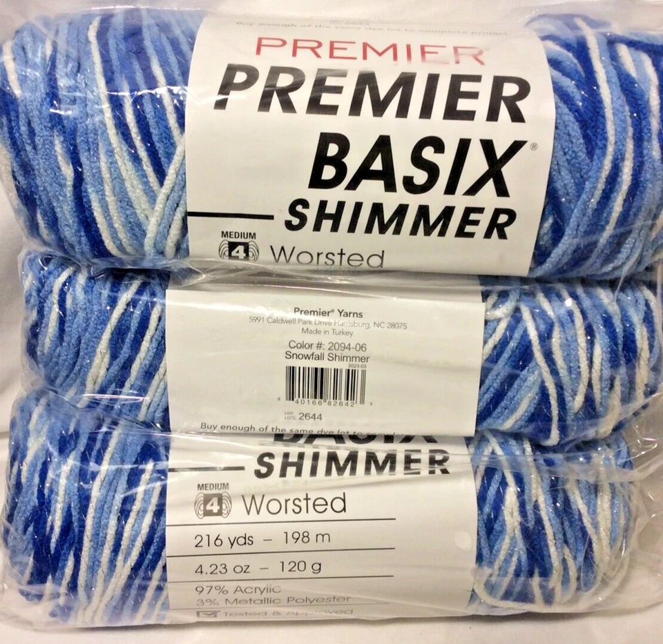 Paquete de 3 hilos brillantes Premier Basix “Snowflake Shimmer” Foto 1 de 2