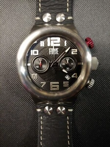 FRYE 37FR00005-01 Men's Harness Steel Chronograph Watch Black Leather Strap - Picture 1 of 6