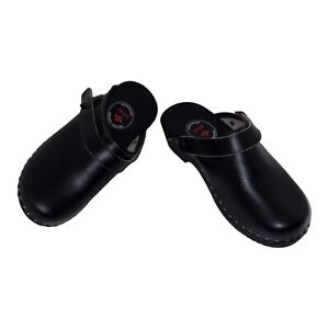 Handmade natural leather clogs for men Wooden orthopaedic insole Black colour