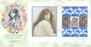 Panel de folleto número 100 Queen Mother GB Bradbury FDC Glamis 2000 316/500 (135484) - Imagen 1 de 2