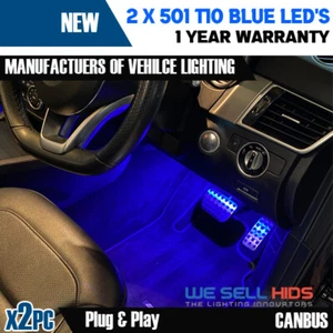 2 x 501 Blue smd led footwell under doors interior w5w wedge BMW AUDI VW cla - Picture 1 of 3