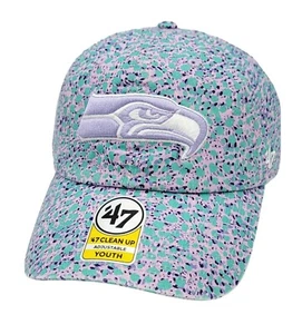 Seattle Seahawks '47 Brand Cosmic Burst Clean Up Girls Size Youth Hat Cap NEW - Picture 1 of 7