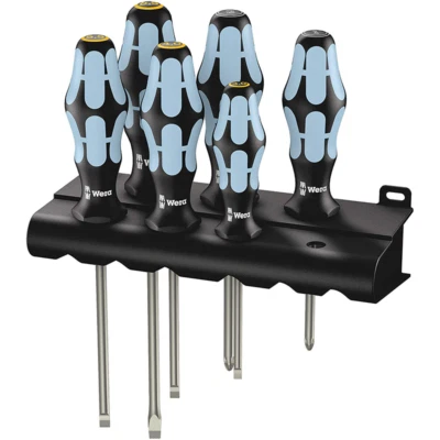 Wera 05032061001 Stainless Steel Slotted/Pozidriv Screwdriver Set + Rack, 6 Pcs. - Image 1 of 4