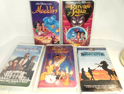 Disney CLASSICS VHS Tapes Black Diamond LOT OF 5 VTG Aladdin Beauty & The Beast — 第 1/4 张图片