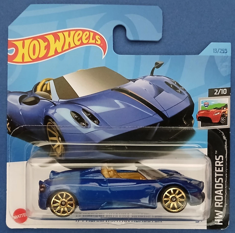 HOT WHEELS 2023 '17 PAGANI HUAYRA ROADSTER, BLUE, SHORT CARD. - Image 1 of 1