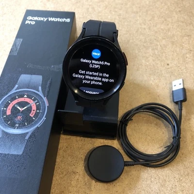 Samsung Galaxy Watch 5 Pro 45mm LTE GPS Wifi Bluetooth Smartwatch SM-R925F Black - Image 1 of 4
