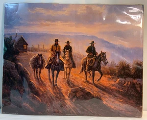 John Stanford Western Horsemen signierter Druck Lithographie. - Bild 1 von 8
