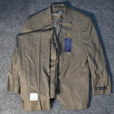 Terno Hart Schaffner Marx Masculino 42S Marrom 3 Botões Ouro Trompetista NOVO COM ETIQUETAS Lã - Imagem 1 de 4