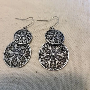 Pendientes colgantes de filigrana de plata sin marca usados área de lóbulo 2 pulgadas informales - Imagen 1 de 6