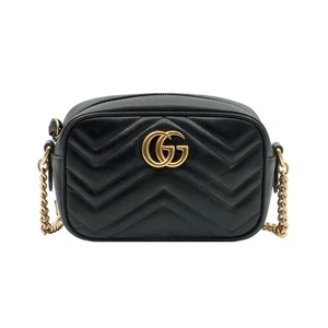 Gucci Black Matelassé GG Marmont Gold Mini Crossbody Bag 448065 149209191 - Picture 1 of 11