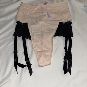 Victoria's Secret Vintage Y2K 90er Größe Small seidig hoch geschnittenes Strumpfband Tanga Höschen neu mit Etikett - Bild 1 von 18