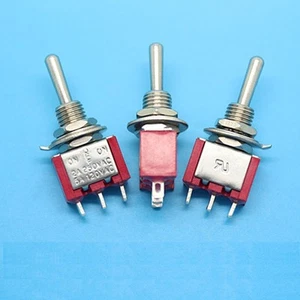 2PCS Mini 3 PIN RED Toggle Switch SPDT On-Off-On 6A 125VAC - Picture 1 of 1