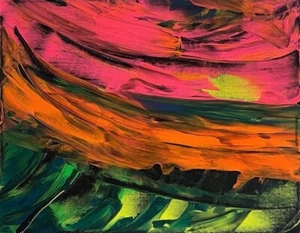 TRAMONTO - Opera Singola Su tela 30x20 Colori A Tempera - Astratto - Foto 1 di 3