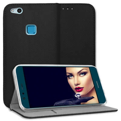 Custodia protettiva a libro per Huawei P10 Lite Cover Bookstyle Case nero - Immagine 1 di 4