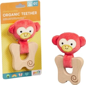 PETIT COLLAGE Cheeky Monkey Organic Wooden Teether - BRAND NEW, UNOPENED BOX. - Picture 1 of 3