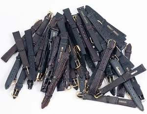 GREAT Group of 50 Women's Black/Brown Genuine Leather Watch Bands! - 13 mm - Picture 1 of 1