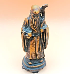 HERMOSA FIGURA CHINA VINTAGE PESADA FU LU SHOW/DIOS, 3,8" de alto, c1950 g. - Imagen 1 de 6