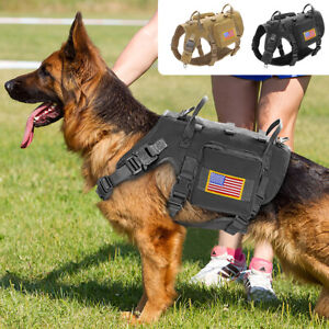 Military Tactical Dog Training Harness No Pull MOLLE Vest for German Shepherd