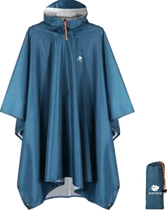 ANYOO Hooded Rain Poncho for Adults Waterproof Lightweight Rain Coat Jacket - Picture 1 of 6