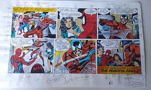 MARVEL SPIDER-MAN ORIGINAL NEWPAPER COMIC PRODUCTION ART COA STAN LEE COA - Picture 1 of 2