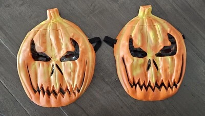 Halloween Calabaza Mascarillas Naranja Negro Espeluznante Terror Correa Elástica Lote de 2 Foto 1 de 3