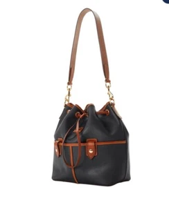 Dooney & Bourke Large Drawstring Bucket Shoulder Bag Black Designer Retro NWT - Picture 1 of 21