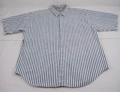 Berkley Concept WW Shirt Mens XL Button Up Striped Blue/White Short Sleeve USA - Image 1 of 4