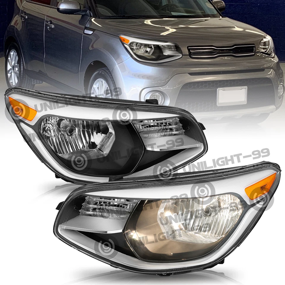 Par de montaje de faros halógenos para Kia Soul 2014 2015 2016 2017 2018 2019 Foto 1 de 4